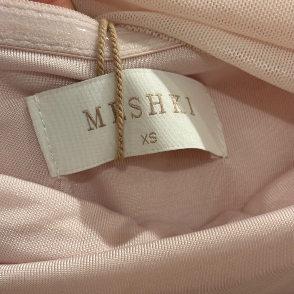 MESHKI Caspian Off-Shoulder Mesh Maxi Dress | Pale Pink | XS | New with Tags/ - Picture 6 of 7